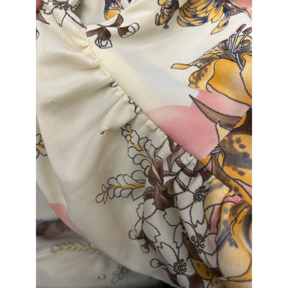 Vintage 70s Sears Fashions Floral Maxi Dress Tie Neck Prairie Boho - Picture 10 of 10